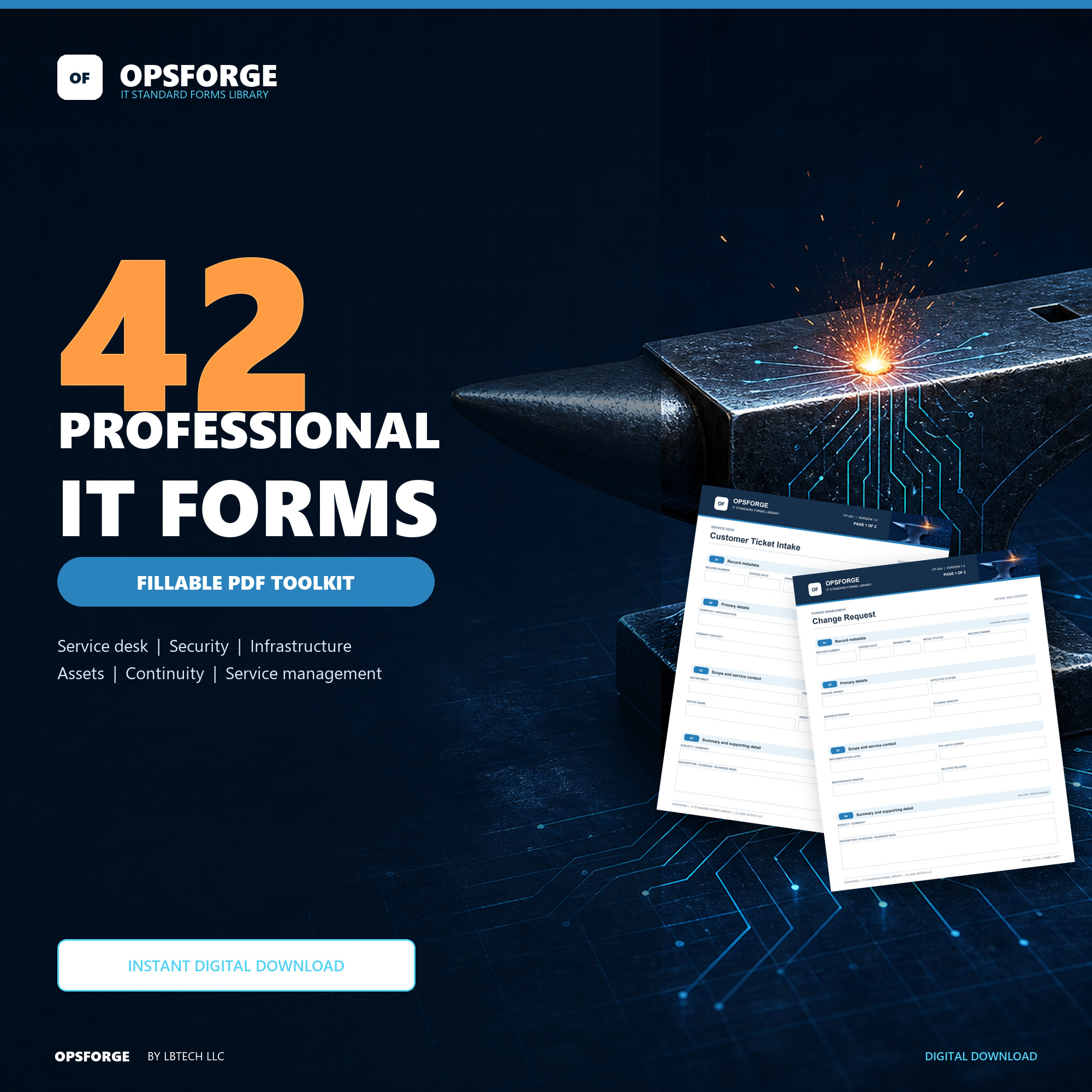 OpsForge 42 Professional IT Forms fillable PDF toolkit